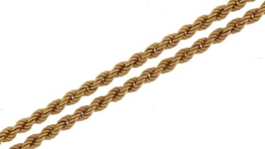 9ct gold rope twist necklace, 40cm in length, 1.7g