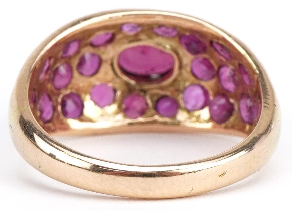 14ct gold ruby ring set with twenty three rubies, size M/N, 4.1g - Image 3 of 6