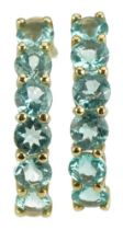 Pair of 9ct gold apatite half hoop earrings with certificate, 2.2cm high, 2.8g