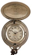 Sportic, gentlemen's silver and leather full hunter pocket watch retailed by Finnigans Liverpool,