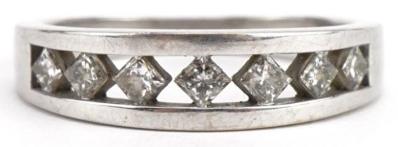 Iliana, 18ct white gold diamond half eternity ring, each diamond approximately 2.0mm x 2.0mm, size
