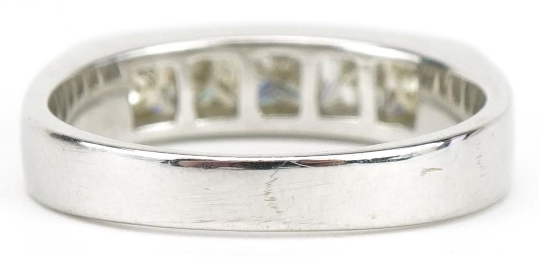 18ct white gold princess cut diamond five stone half eternity ring with certificate, total diamond - Image 2 of 7