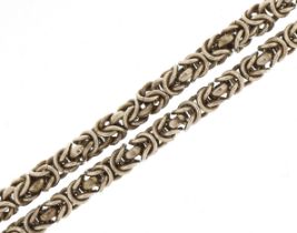 Silver byzantine link necklace, 40cm in length, 45.0g