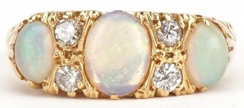 18ct gold cabochon opal and diamond ring housed in a Bracher & Sydenham Jewellers Reading box,