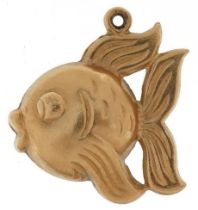 9ct gold fish charm, 2cm high, 1.4g