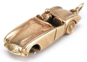 9ct gold MGA Roadster car charm, 3cm in length, 6.8g