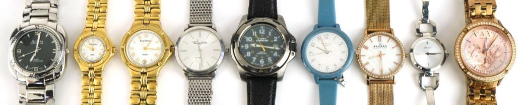 Nine ladies and gentlemen's wristwatches including Skagen, Thomas Sabo, Krug-Baumen and Armani