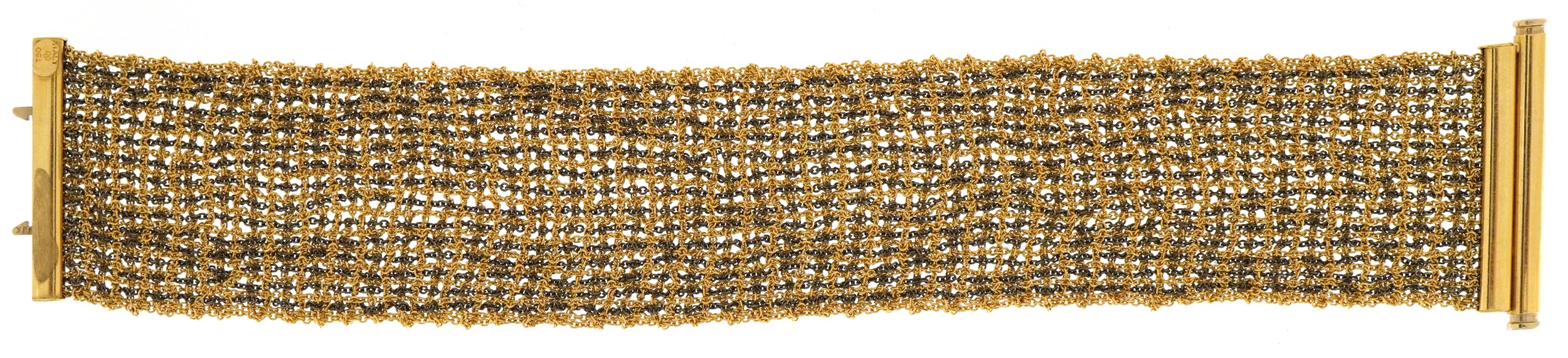 Good quality Italian 18ct two tone gold mesh bracelet, 18cm in length, 39.7g - Image 2 of 4