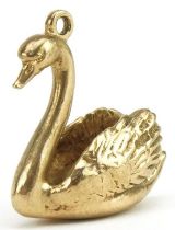 9ct gold swan charm, 1.8cm high, 4.6g