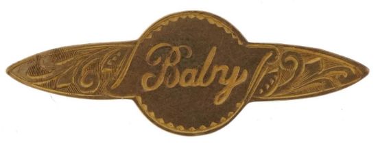 9ct gold Baby bar brooch, 3.3cm wide, 1.6g