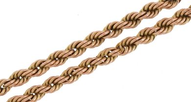 9ct rose gold rope twist necklace, 46cm in length, 4.2g