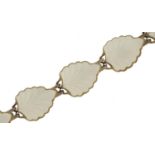 Norwegian 925S sterling silver and white guilloche enamel leaf bracelet, possibly by David Andersen,