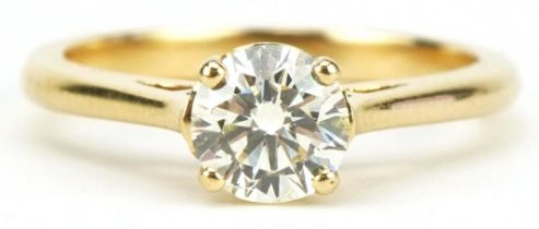 18ct gold round brilliant cut diamond solitaire ring with certificate, the diamond approximately 0.