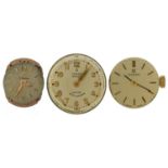 Three ladies wristwatch movements comprising Tudor Royal and Omega, the largest 19mm in diameter