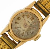 Ramona, ladies 18ct gold manual wind wristwatch with gold plated strap, 15mm in diameter