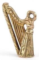 9ct gold harp charm, 1.8cm high, 1.6g