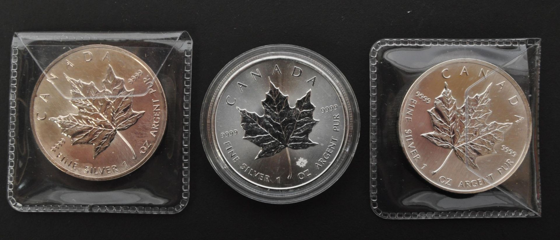 CANADA. THREE 1OZ 999 SILVER $5 DOLLARS MAPLE LEAF COINS - Image 3 of 3