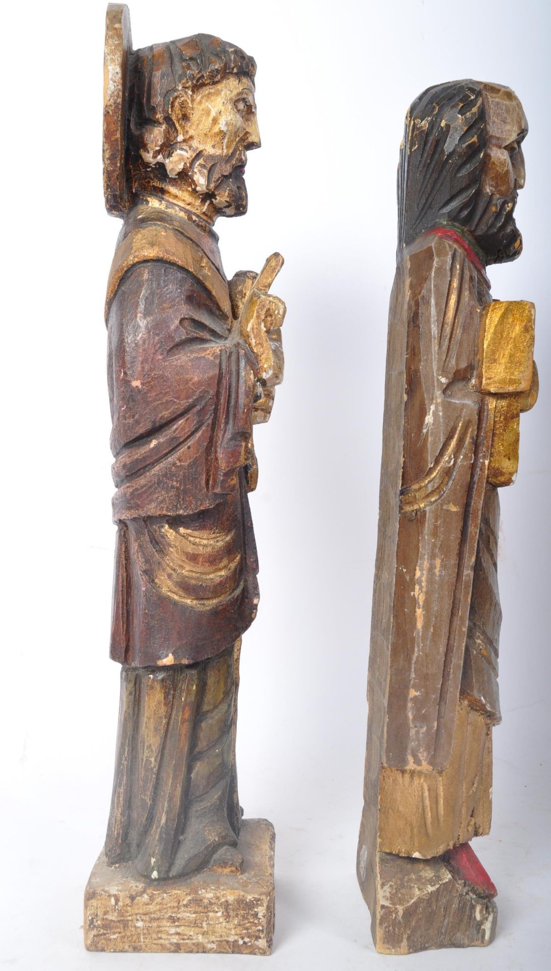 TWO 20TH CENTURY RUSSIAN ORTHODOX CARVED WOOD FIGURES - Image 4 of 5