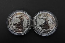 UNITED KINGDOM. TWO 2021 1OZ 999 SILVER £2 BRITANNIA BULLION COINS