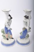 20TH CENTURY RYE POTTERY HAND PAINTED CANDLESTICKS