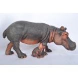 20TH CENTURY BOXED RESIN HIPPO SCULPTURE