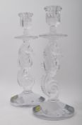 WATERFORD CRYSTAL NOS GLAS SEAHORSE CANDLESTICKS