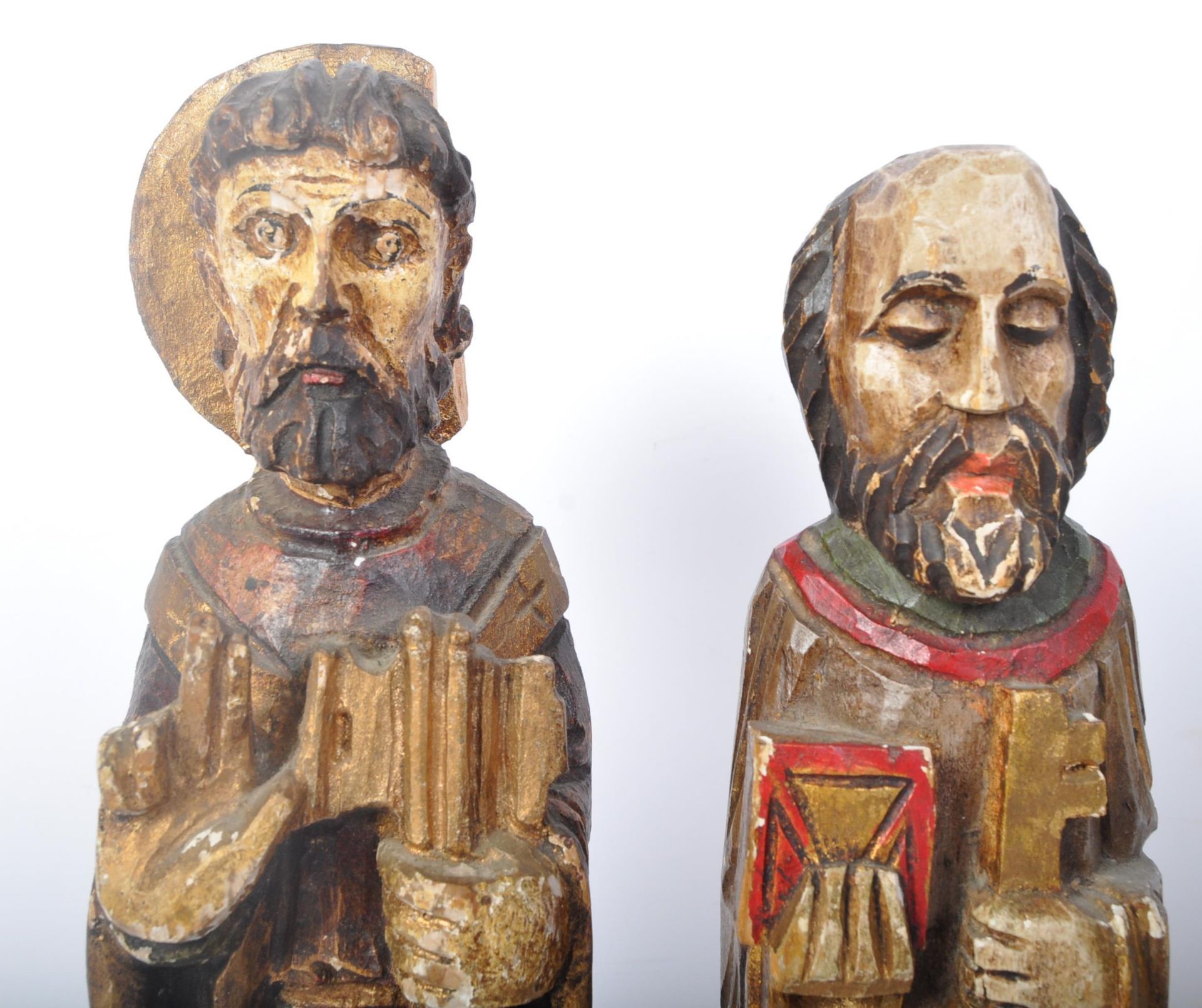 TWO 20TH CENTURY RUSSIAN ORTHODOX CARVED WOOD FIGURES - Image 2 of 5