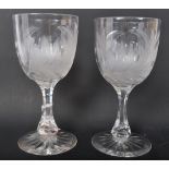 PAIR OF 20TH CENTURY ACID ETCHED WINE GLASSES