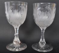 PAIR OF 20TH CENTURY ACID ETCHED WINE GLASSES