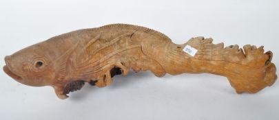 20TH CENTURY CARVED DRIFTWOOD OF TROUT FISH