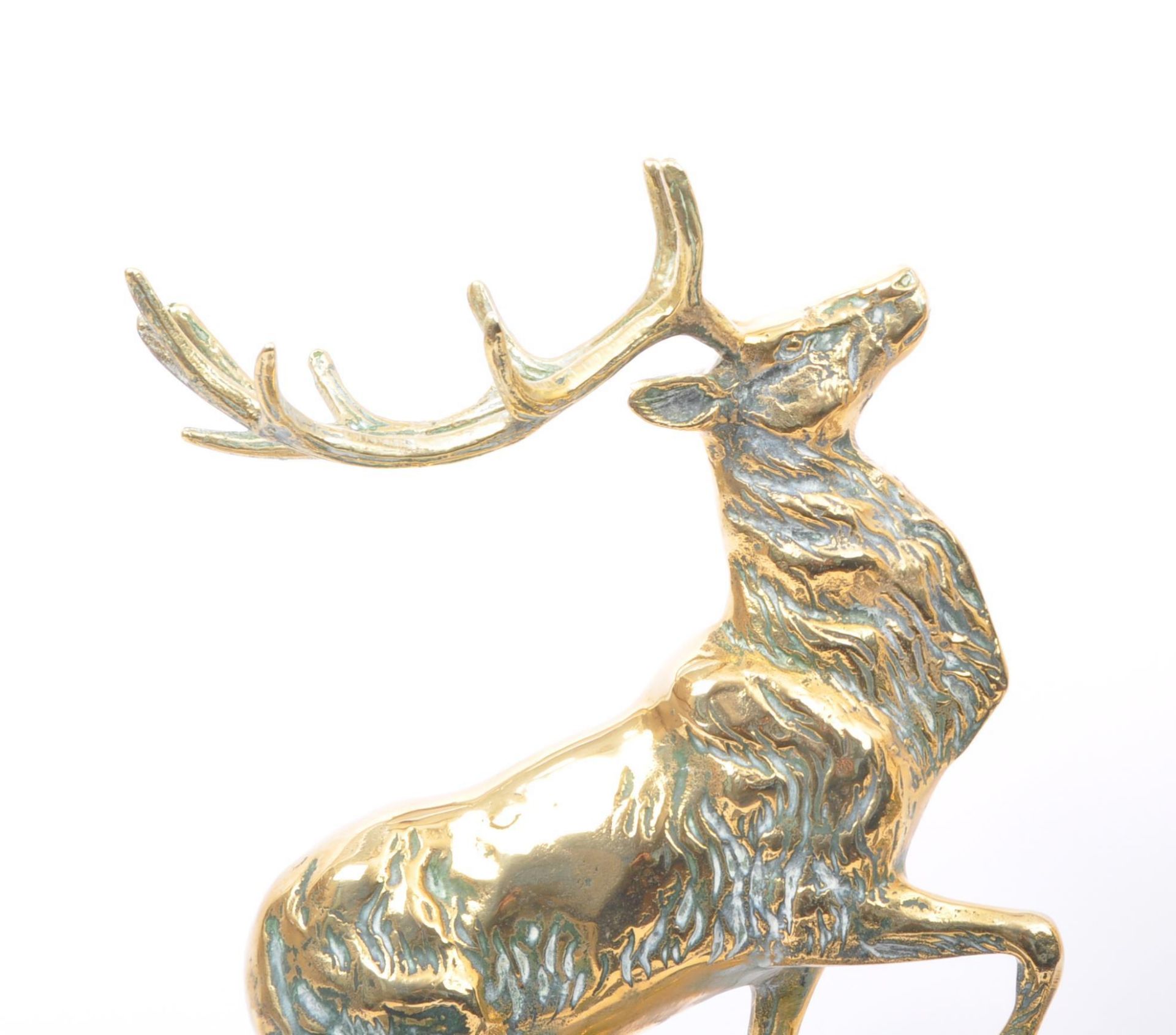 PAIR OF BRASS MOOSE SCULPTURES TOGETHER WITH LAMP BASE - Image 2 of 5