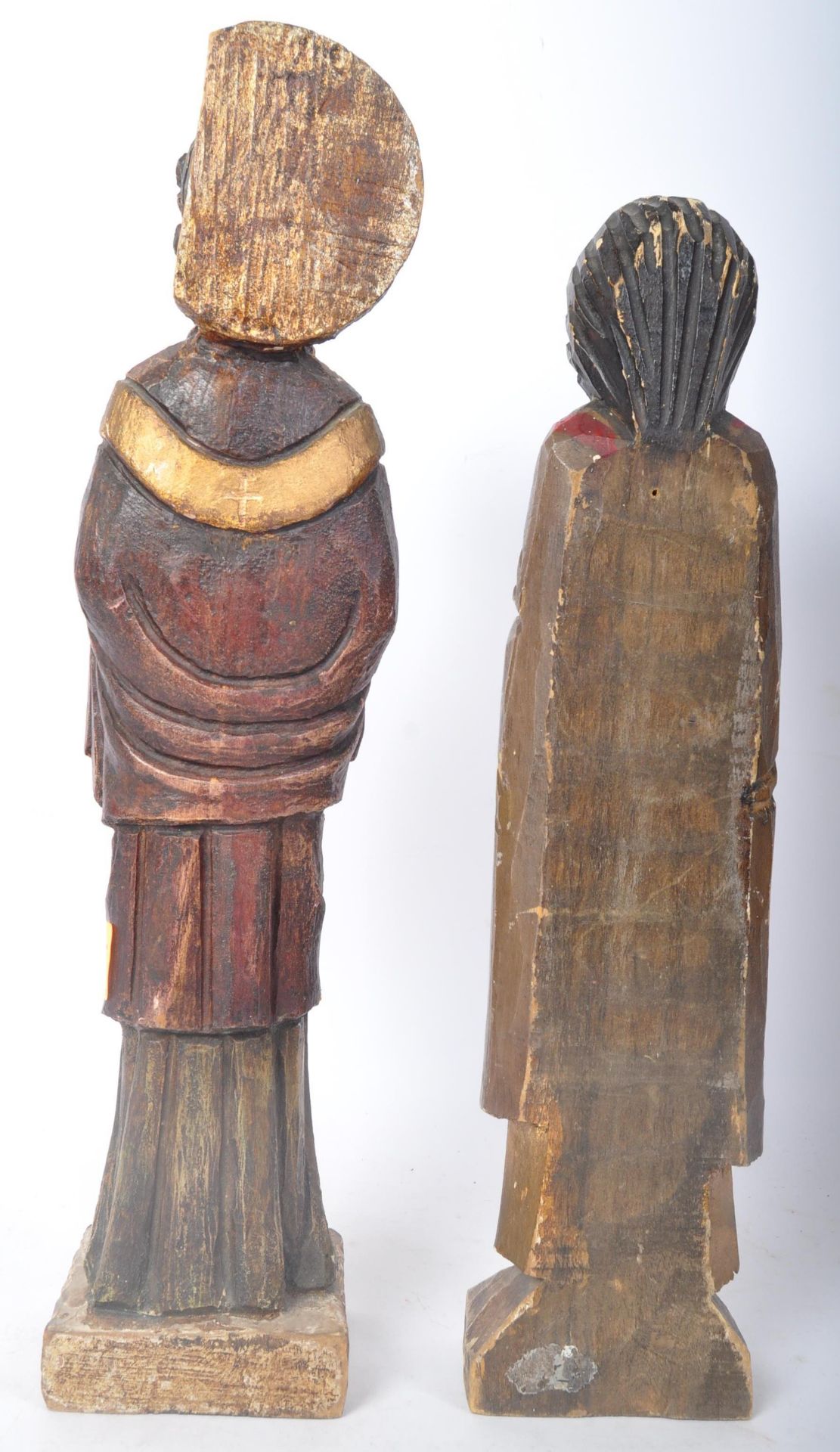 TWO 20TH CENTURY RUSSIAN ORTHODOX CARVED WOOD FIGURES - Image 3 of 5