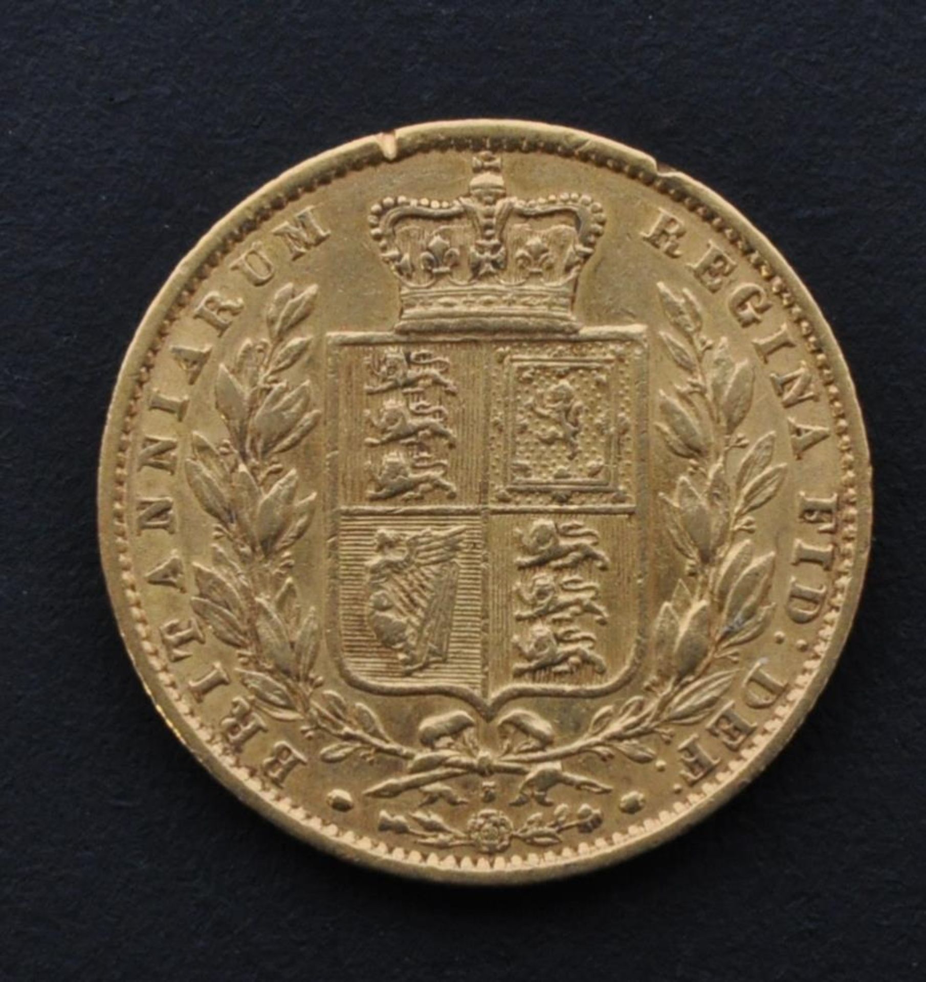 1869 QUEEN VICTORIA UK 22CT GOLD SOVEREIGN SHIELD COIN - Image 2 of 2