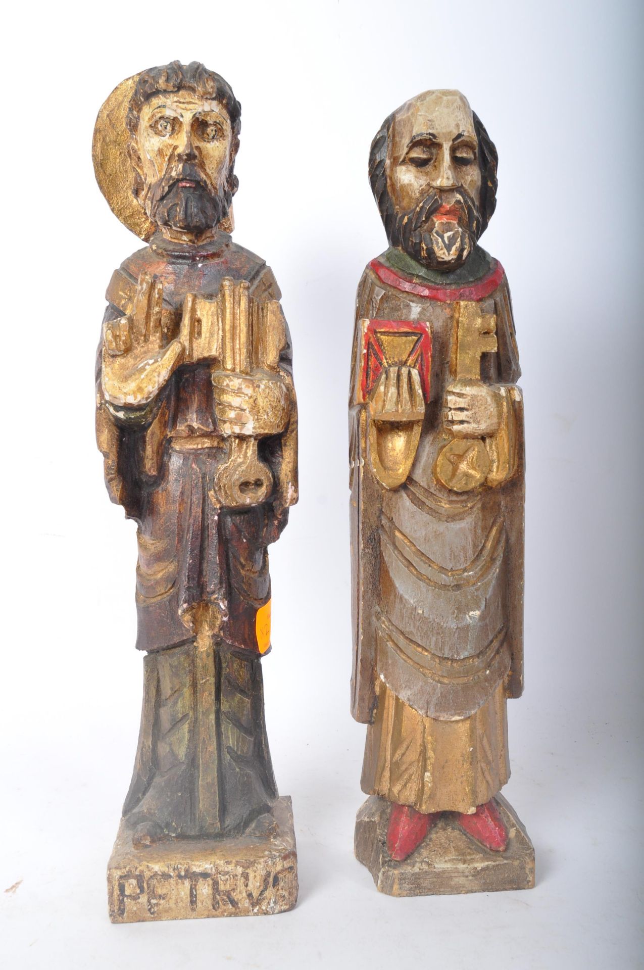 TWO 20TH CENTURY RUSSIAN ORTHODOX CARVED WOOD FIGURES