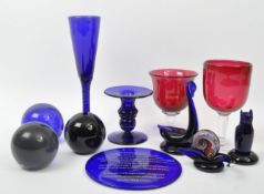 BRISTOL BLUE & CRANBERRY GLASS - FIGURES, PAPERWEIGHTS, FLUTES