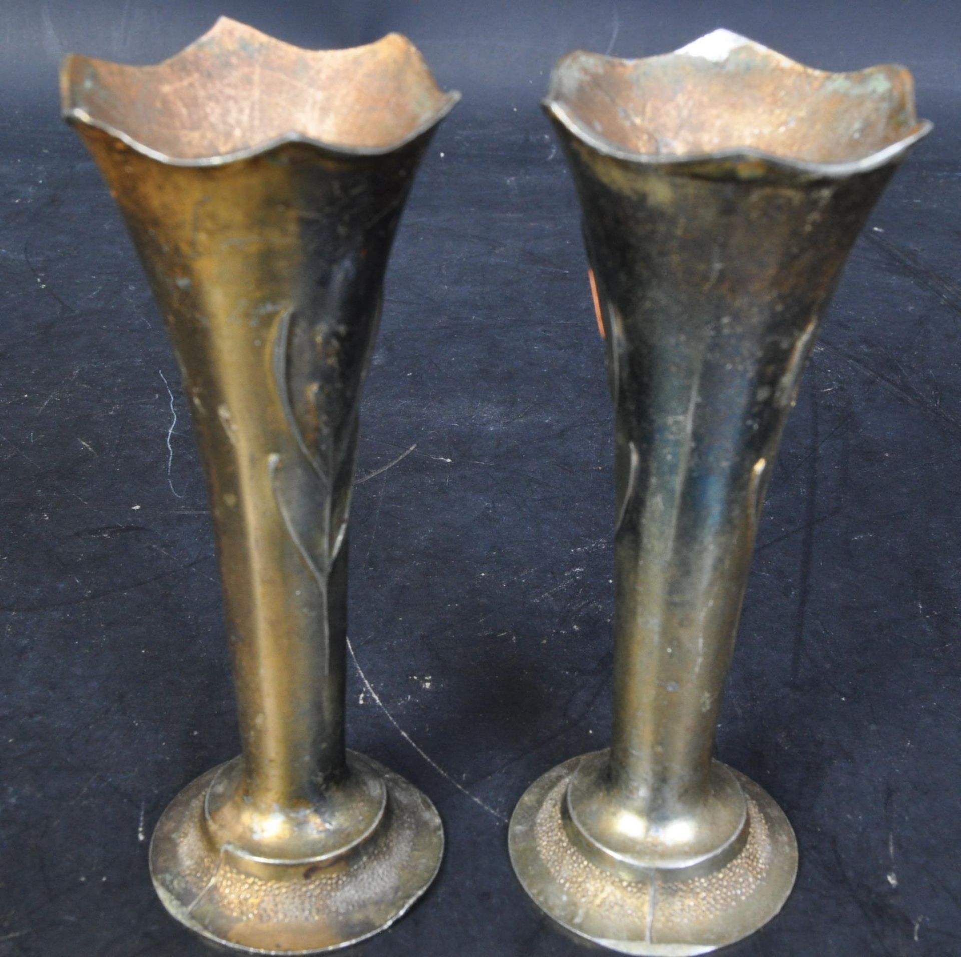 PAIR OF PERSIAN NIELLO CANDLESTICKS & NOUVEAU BUD VASES - Image 5 of 5