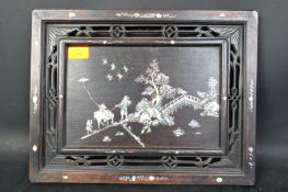 20TH CENTURY CHINESE ABALONE INLAID WALL PLAQUE