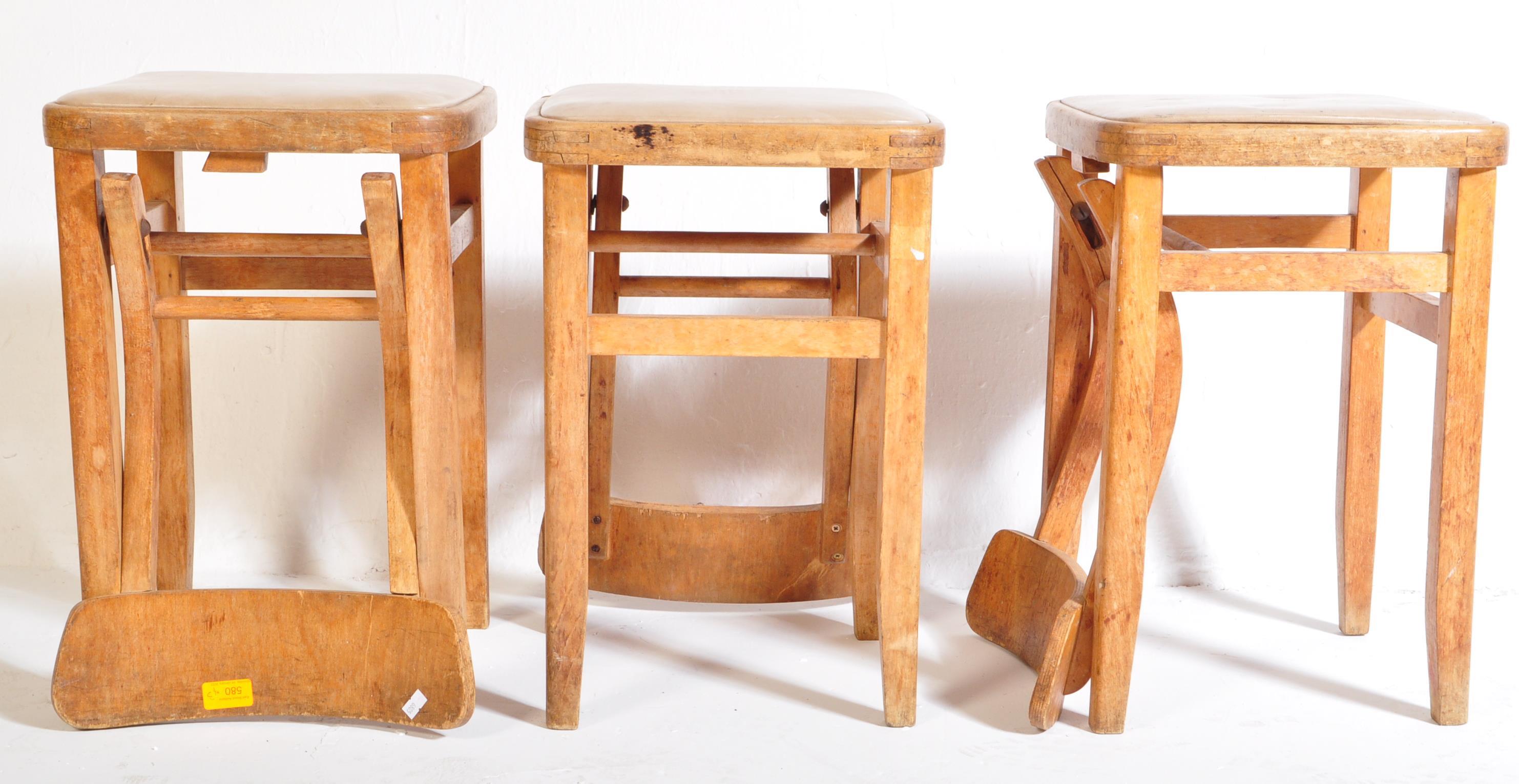 THREE MID CENTURY ADJUSTABLE SCHOOL CHAIRS / STOOLS - Bild 4 aus 5