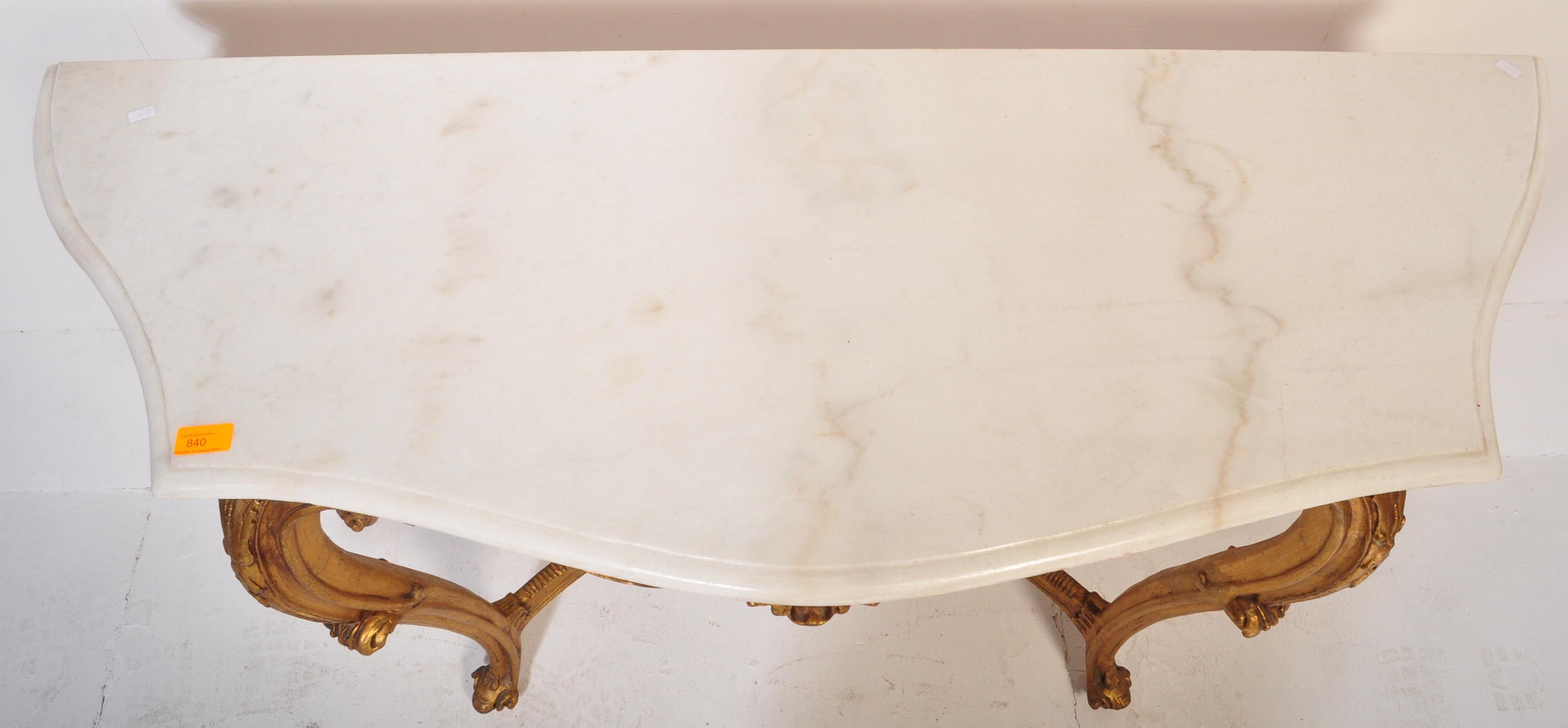 20TH CENTURY ROCOCO STYLE MARBLE & GILT CONSOLE TABLE - Bild 4 aus 5