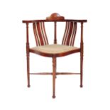 EDWARDIAN INLAID MAHOGANY CORNER CHAIR