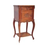 EARLY 20TH CENTURY FRENCH MARBLE & MAHOGANY BEDSIDE CABINET