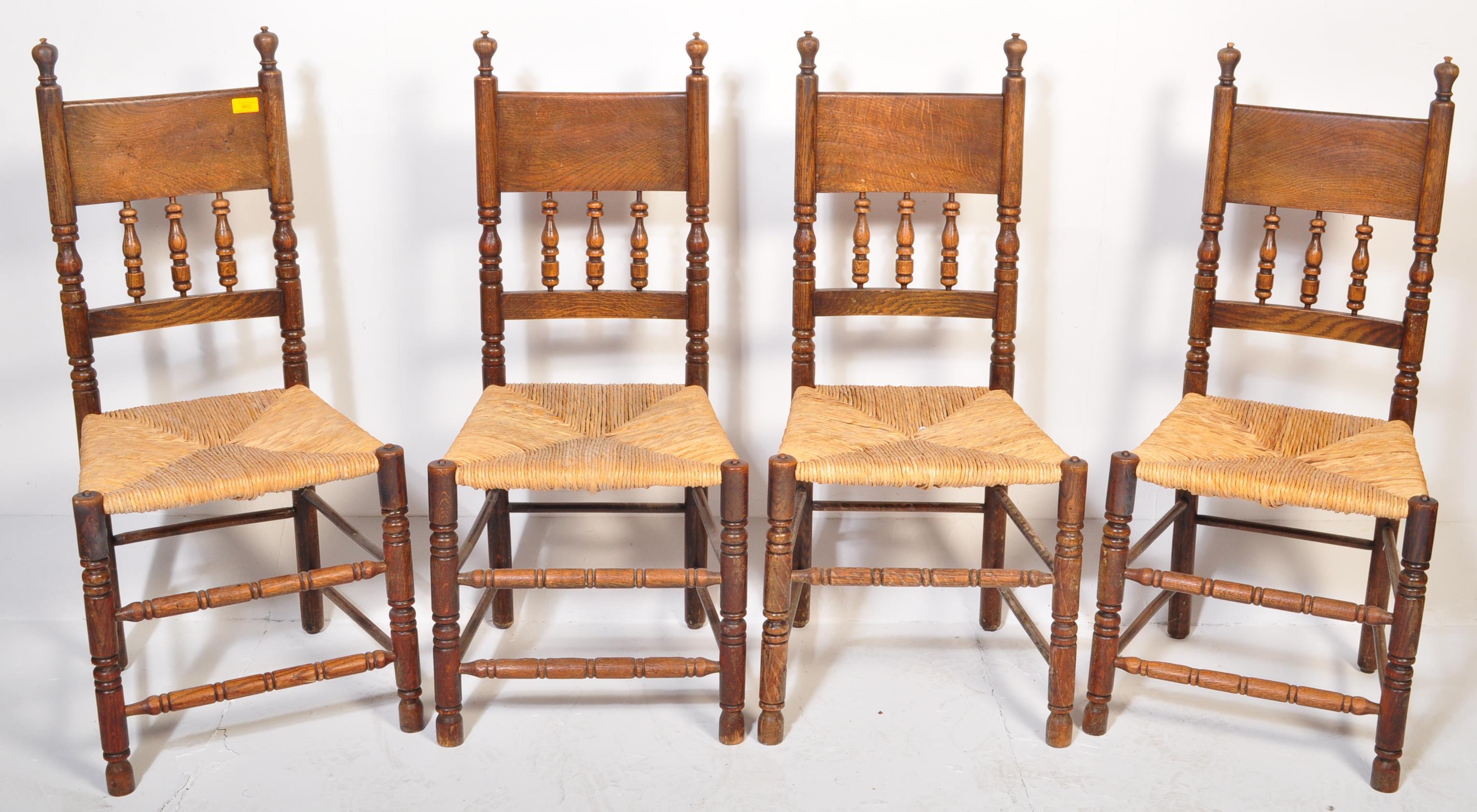 SET OF 4 RATTAN & OAK NORTH COUNTRY DINING CHAIRS - Bild 2 aus 4