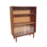 RETRO MID CENTURY TEAK AND GLASS BOOKCASE CABINET