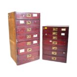 19TH CENTURY MAHOGANY CAMPAIGN PEDESTAL CHEST OF DRAWERS