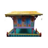 INDIAN LARGE PAINTED WOODEN TABLE TOP HOUSE PAGODA
