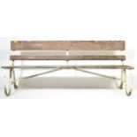 19TH CENTURY STRAP WORK & CAST IRON GARDEN BENCH