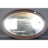 VICTORIAN 19TH CENTURY MAHOGANY BEVELLED WALL MIRROR