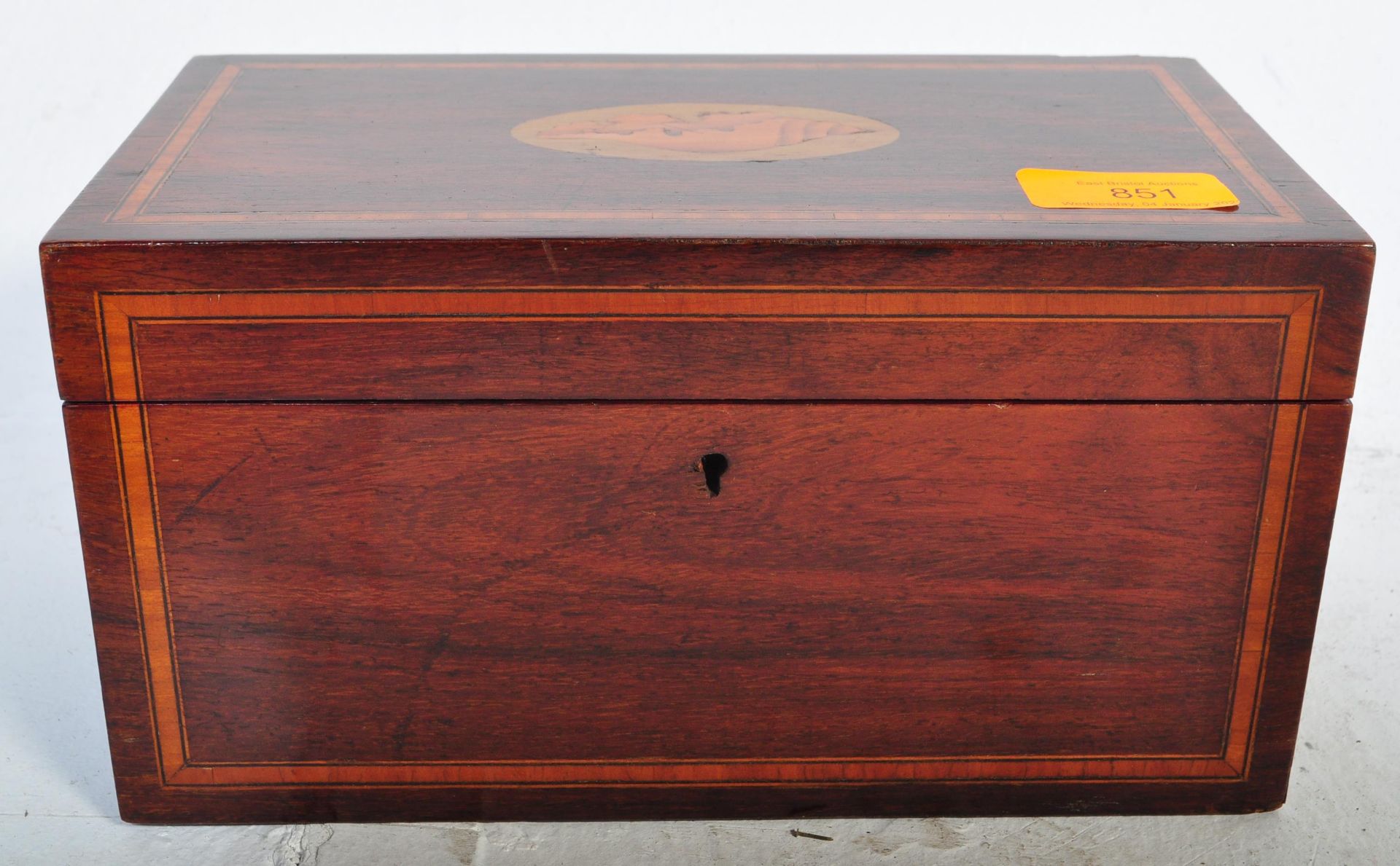 19TH CENTURY GEORGE III MAHOGANY INLAID TEA CADDY - Image 2 of 5