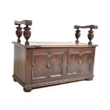 JACOBEAN REVIVAL CIRCA 1920S OAK MONK'S CHEST / BENCH