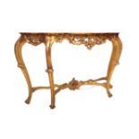 20TH CENTURY ROCOCO STYLE MARBLE & GILT CONSOLE TABLE